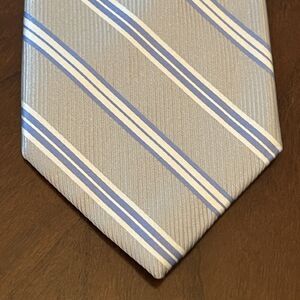 Vintage Beau Brummel Gray Blue Hand Made 100% Silk Men’s Neck Tie Made In China